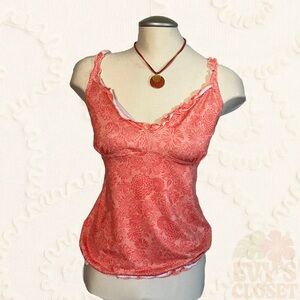 Vintage ‘LVER’ Orange Floral Cover-Up/Camisole Top Womens Medium